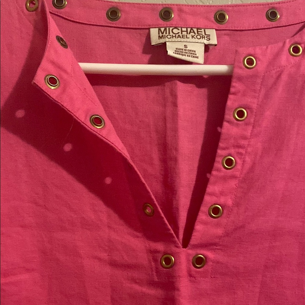 MICHAEL Michael Kors Pink Tunic with Gold Accents Woman Small - Picture 3 of 7